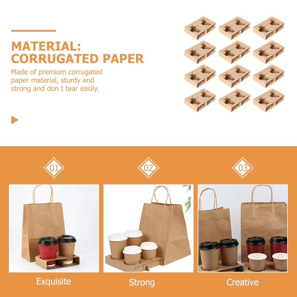 

50 Pcs Double Cup Holder Fixed Base Party Cups Tray Carrier Drink for Portable Paper Coffee Beverage Plate Milk Tea