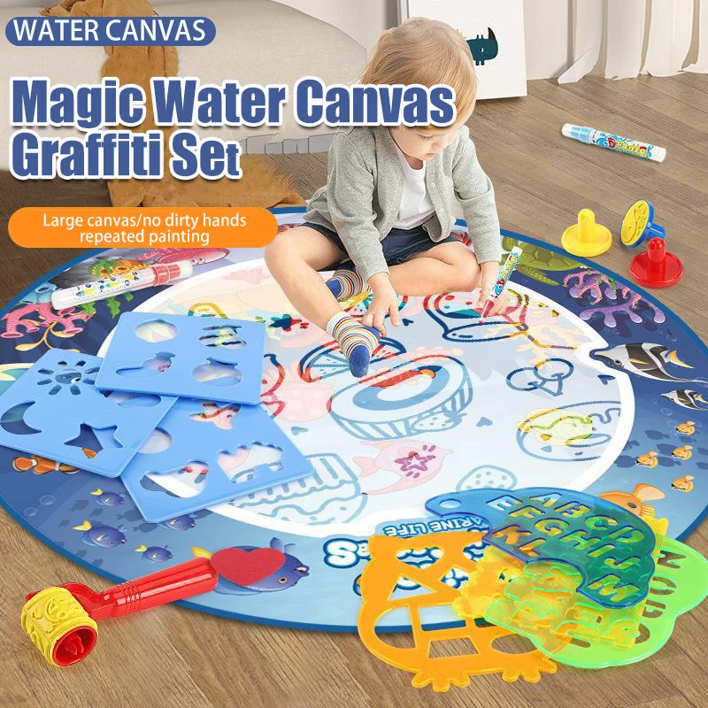 Montessori Educational Toys Kids Magic Water Drawing Mat Fluorescent Pen Painting Board Toys Reusable Washable Magic Pen Toys