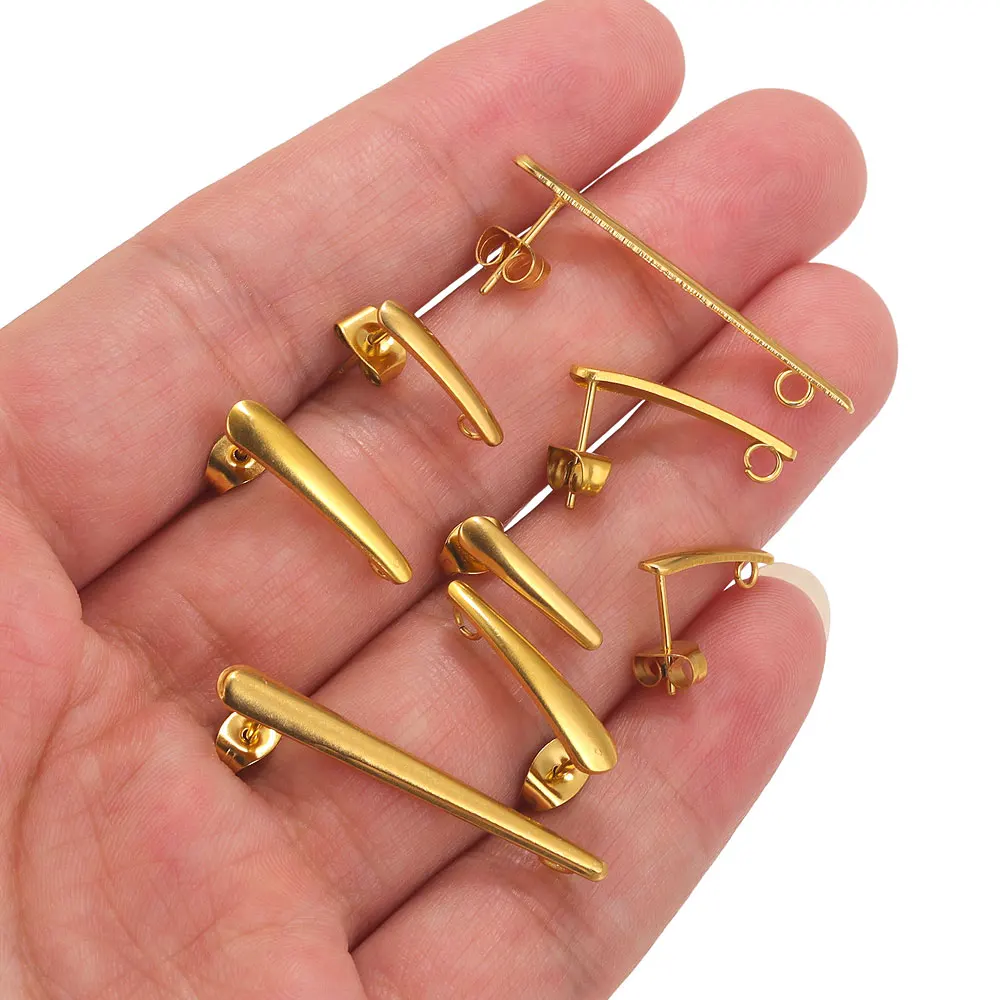 Aço inoxidável Long Drop Earring Base, pendurado Ear Pins, DIY Earring Making Supplies, Descobertas de Componentes de Jóias, 10Pcs