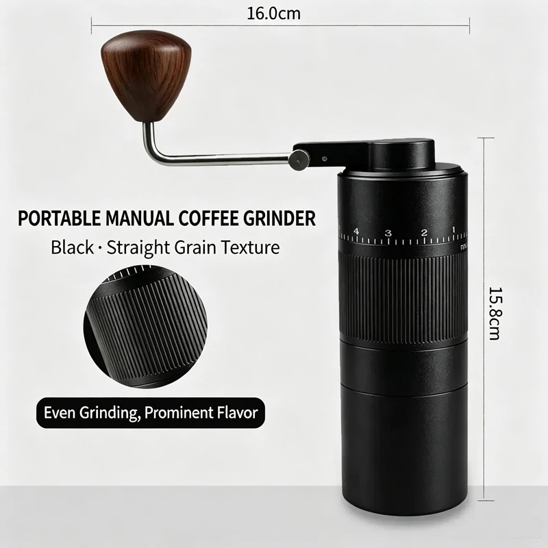 New Portable Outdoor Coffee Grinder, Adjustable Hand-Crank Coffee Grinder, Steel Burrs, Home Coffee Grinder