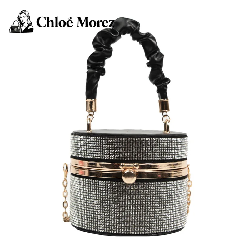 

Женская сумка, модная сумка-коробка со стразами внутри, женская плиссированная ручная сумка через плечо для ужина, тренд