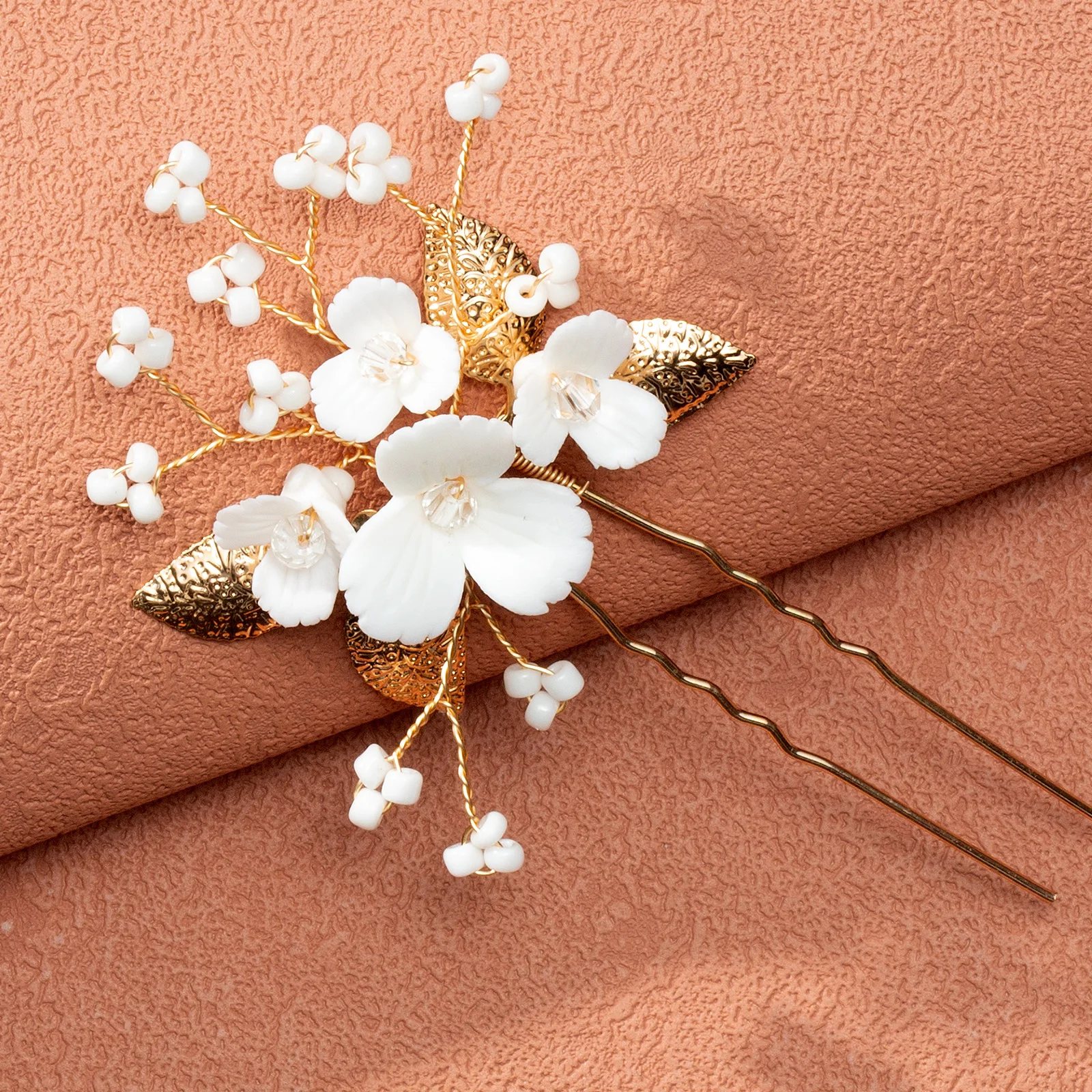 Frauen Blume Haarnadel Stick Hochzeit Braut Kristall Perle Haarnadel U Förmigen Haar Clip Barrettes Haar Zubehör Großhandel – Detail 24