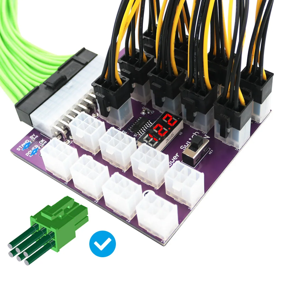 Upgrade Versie Atx Voeding Breakout Board Met 17 Pcs Atx 6Pin Power Connector Voor Eth/Btc Mijnbouw