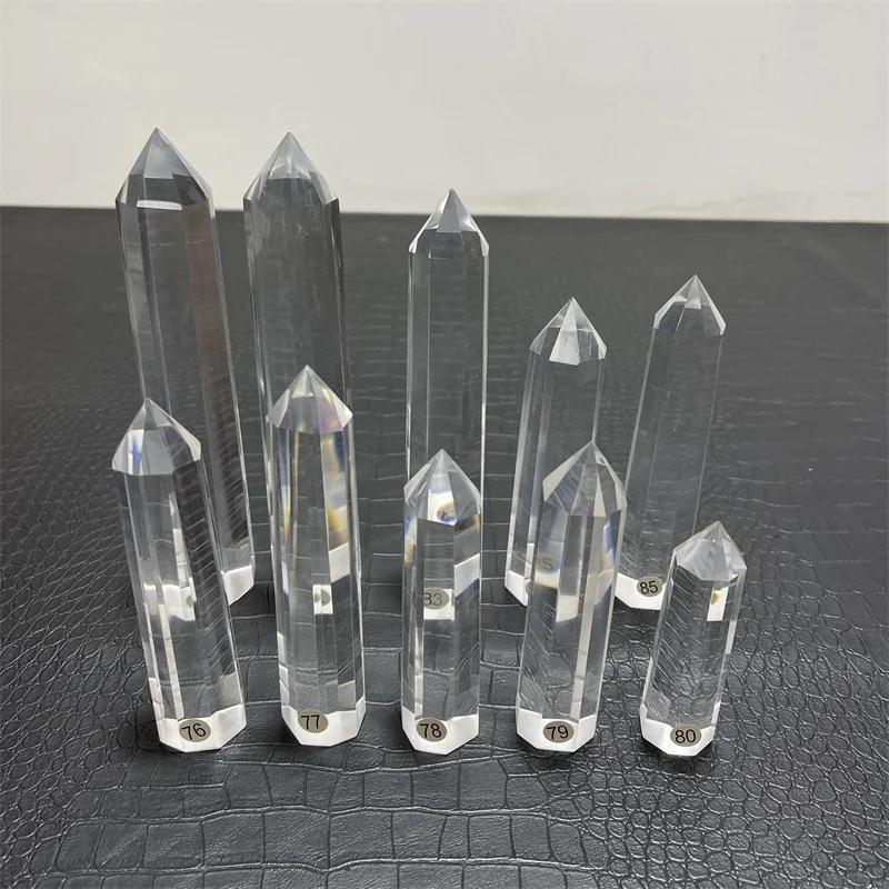 natural white smelting stone 8 side crystal point healing clear quartz crystal wand tower