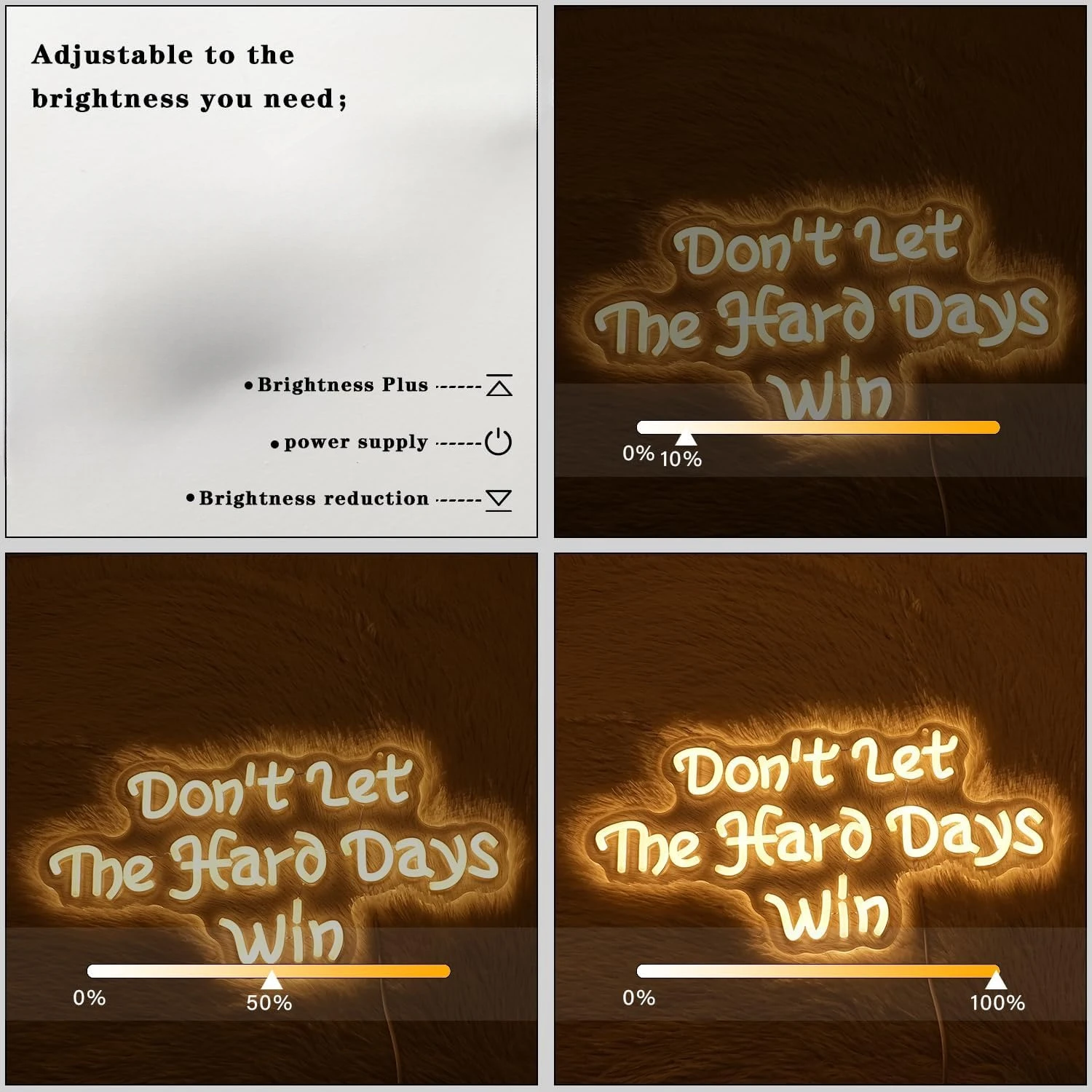 Ne laissez pas les jours durs gagnent enseigne au néon Art décor Dimmable Led néon chambre mur bureau salle d'étude maison salon décor