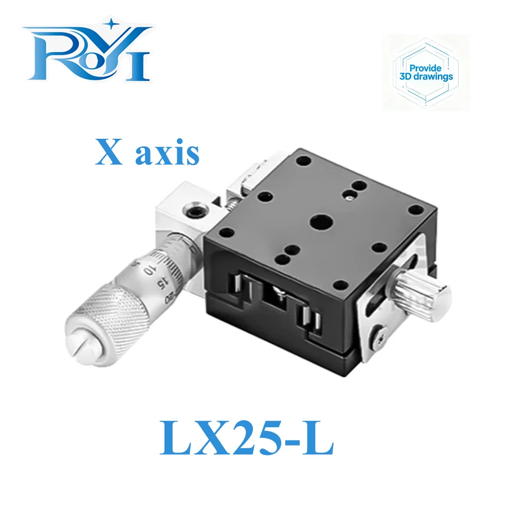 X Axis 25mm LX25-L LX25-C LX25-R Knob Micrometer Sliding stage Cross Guide Rail Type Platform Manual Displacement Sliding Table