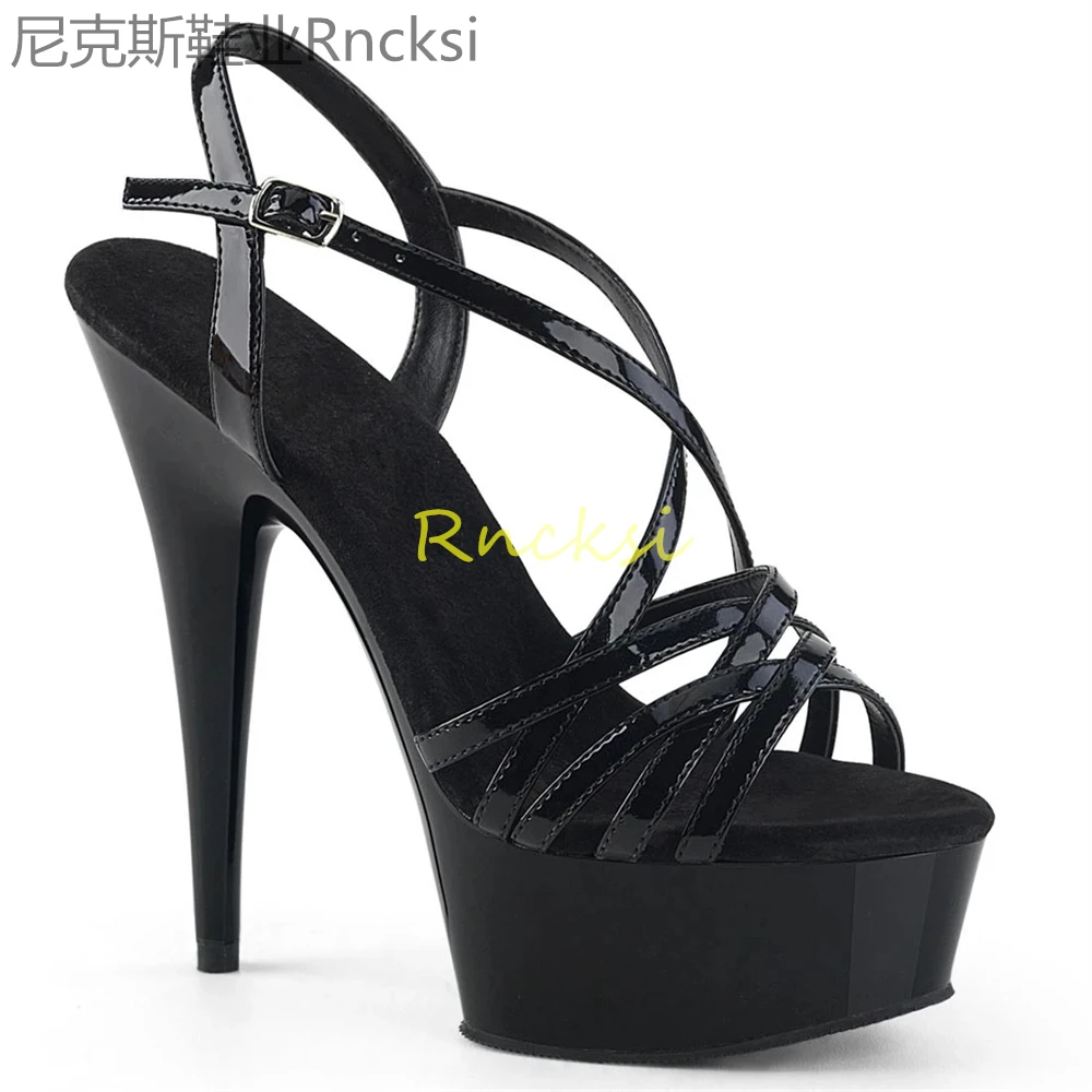 

15cm Women's high-heeled shoes in summer new fashion fishmouth sandals with thin toe and transparent bottom