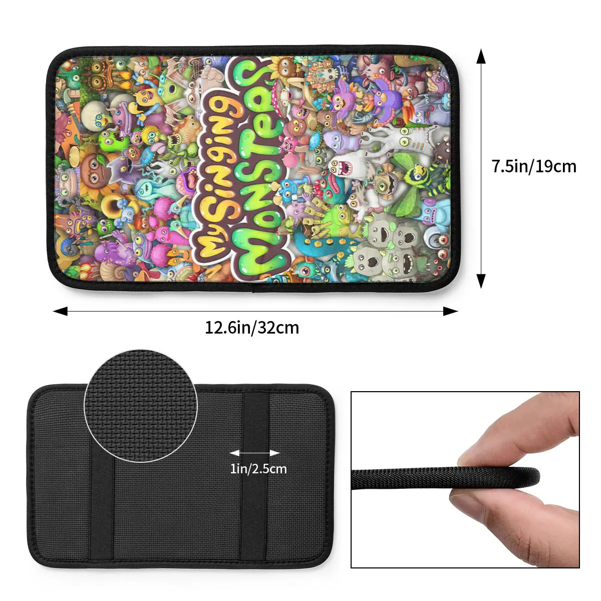 Center Console Protective Cushion Pad My Singing Monsters Collage Game Car Armrest Cover Mat Cartoon Auto Accessories Interior