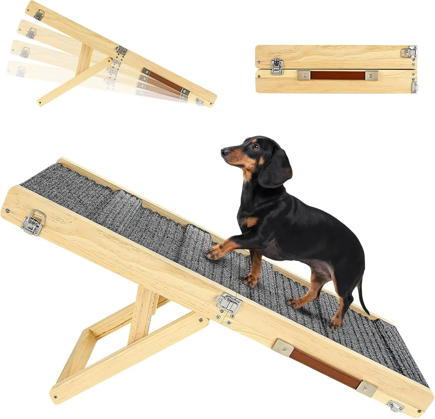 

Foldable Adjustable Dog Ramp for Sofa, 4 Heights from 13'' to 21'', Portable Pet Steps with Non-Slip Pad