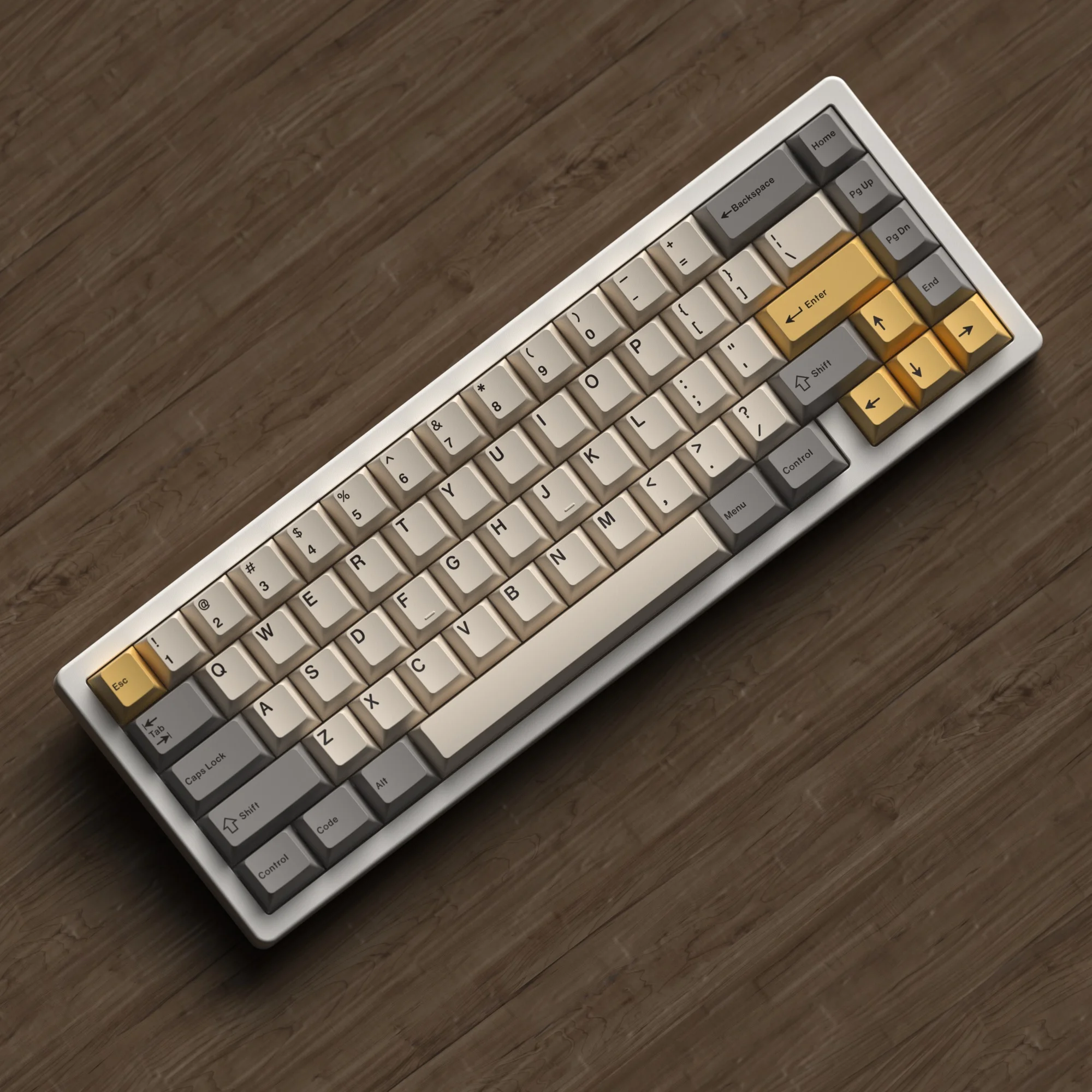 JKDK Profil Ceri Gurun PBT Sublimasi Panas Susu Abu-abu Kuning Profil Ceri untuk Cherry MX 61 68 104 980 Keycaps