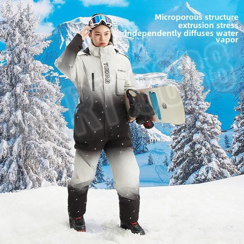 Waterproof Windproof Fishing Clothes Riding Cold-proof Clothes Winter Warm Thicken Plush All-in-One Snowmobile Suits Ski Wear