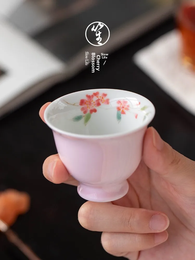 

Hand-Painted Ceramic Tea Cup Female Owner Cup Jingdezhen Small Tea Cup Personal Specialty High-End Gongfu Tea Cup for Home Of...