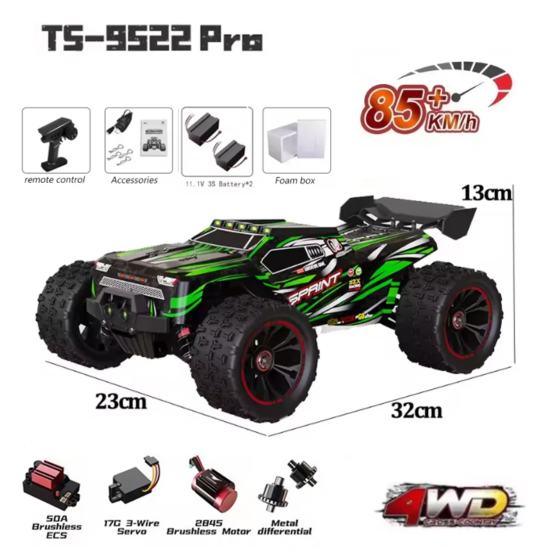 

1:16 WLtoys 9522 PRO RC Car, 85KM/H 4WD Brushless Remote Control Car Off-Road Drift Racing Vehicle Gift for Boys