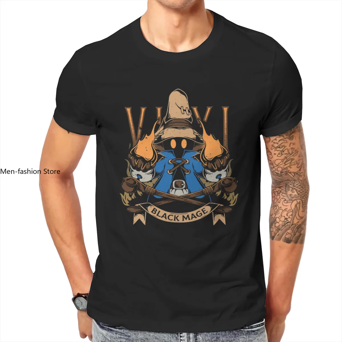 Final Fantasy Cid Game Newest TShirt for Men Vivi Black Mage Round Neck Basic T Shirt Gift Chocobo Clothes Streetwear