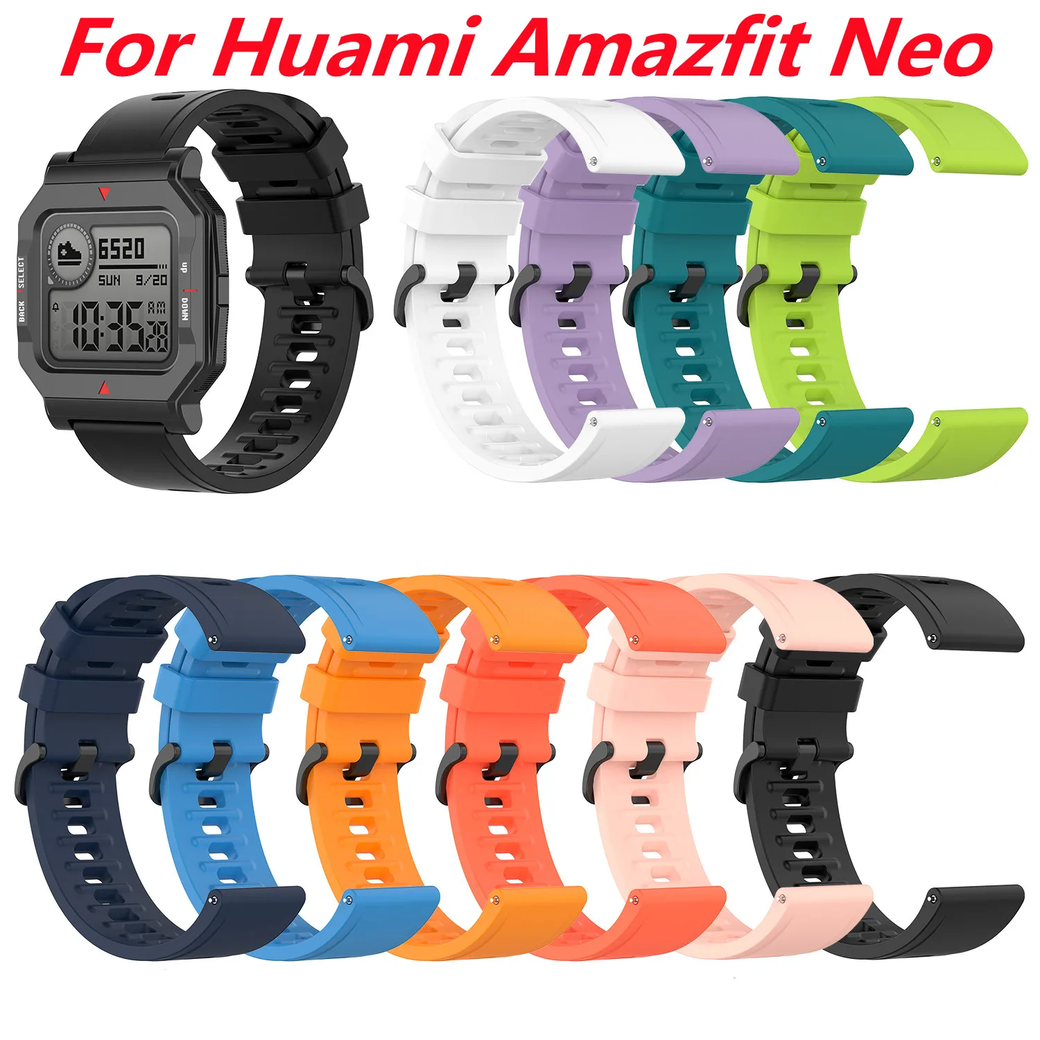 20mm Watch Strap for Huami Amazfit Neo 41mm Wristband Silicone Bracelet Wrist Straps Huami Series Amazfit Neo 41mm Smartwatch