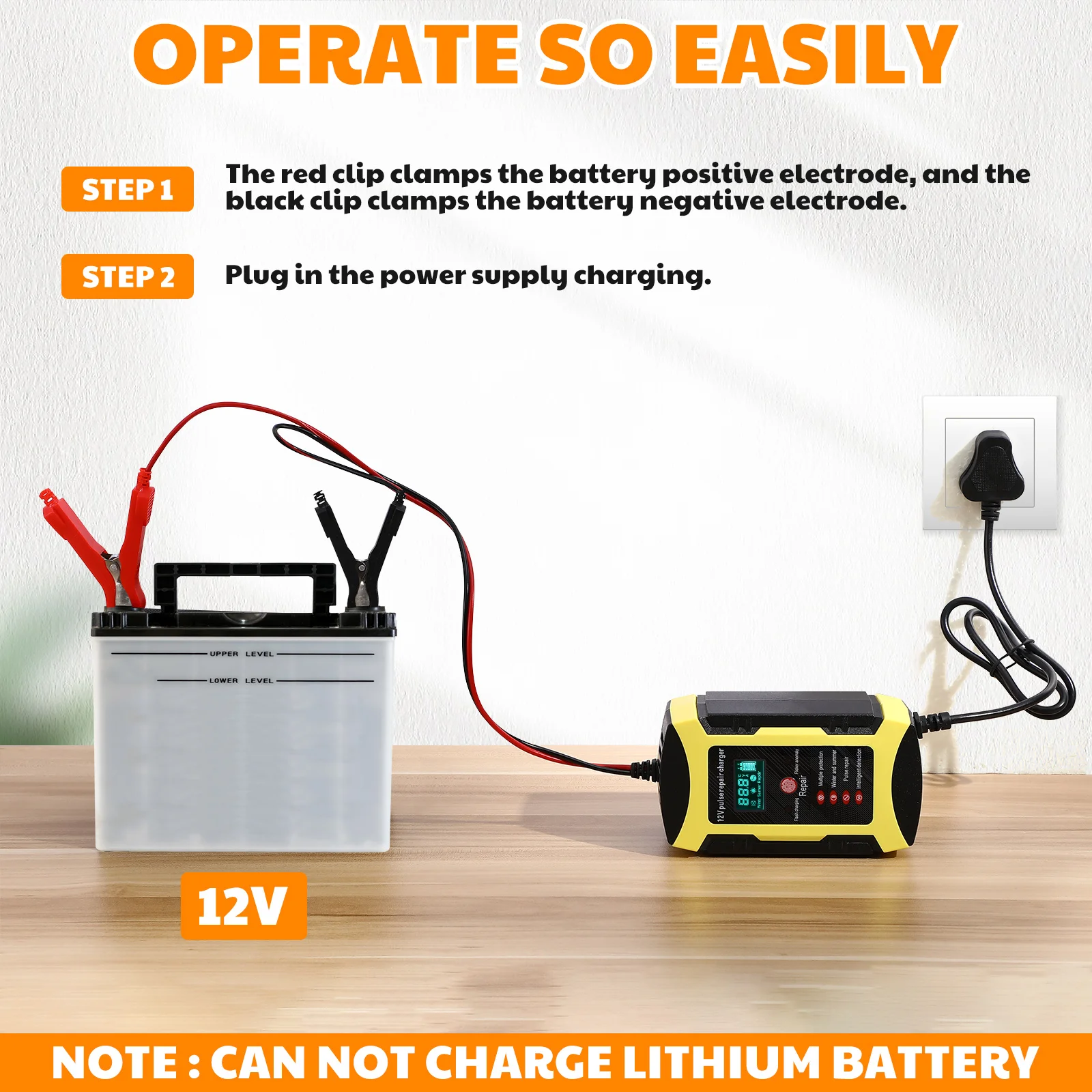 

12V Smart Automatic Digital Display Trickle For Car Motorcycle Boat Suv Lawn Mower Auto Maintainer Pulse