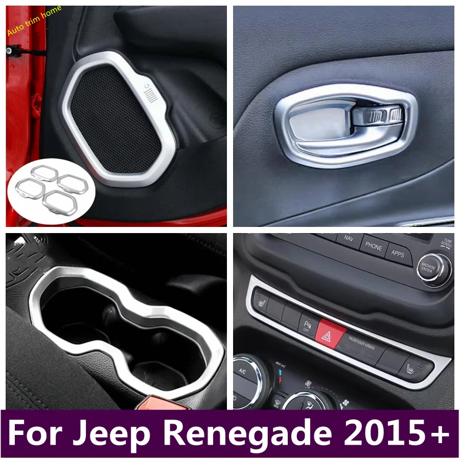 

Door Speaker Handle Clasing Bowl Central Control Button Water Cup Holder Decor Panel Cover Trim For Jeep Renegade 2015 - 2023