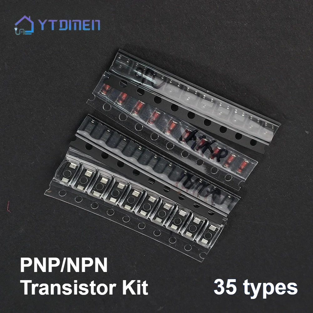 350-teiliges SMD-Transistor- und Dioden-Sortiment-Set 1N4148/M1/S901x/S8550/S8050/2N2222/2N3904 SOT-23 PNP/NPN für Elektronik-Reparaturen