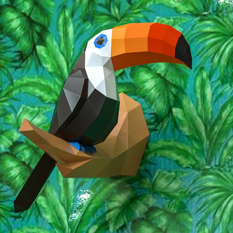 Toucan 3D DIY Paper Model Birds Animal Papercraft Home Decor Wall Decoration Puzzles Educational Toys For Children Kids