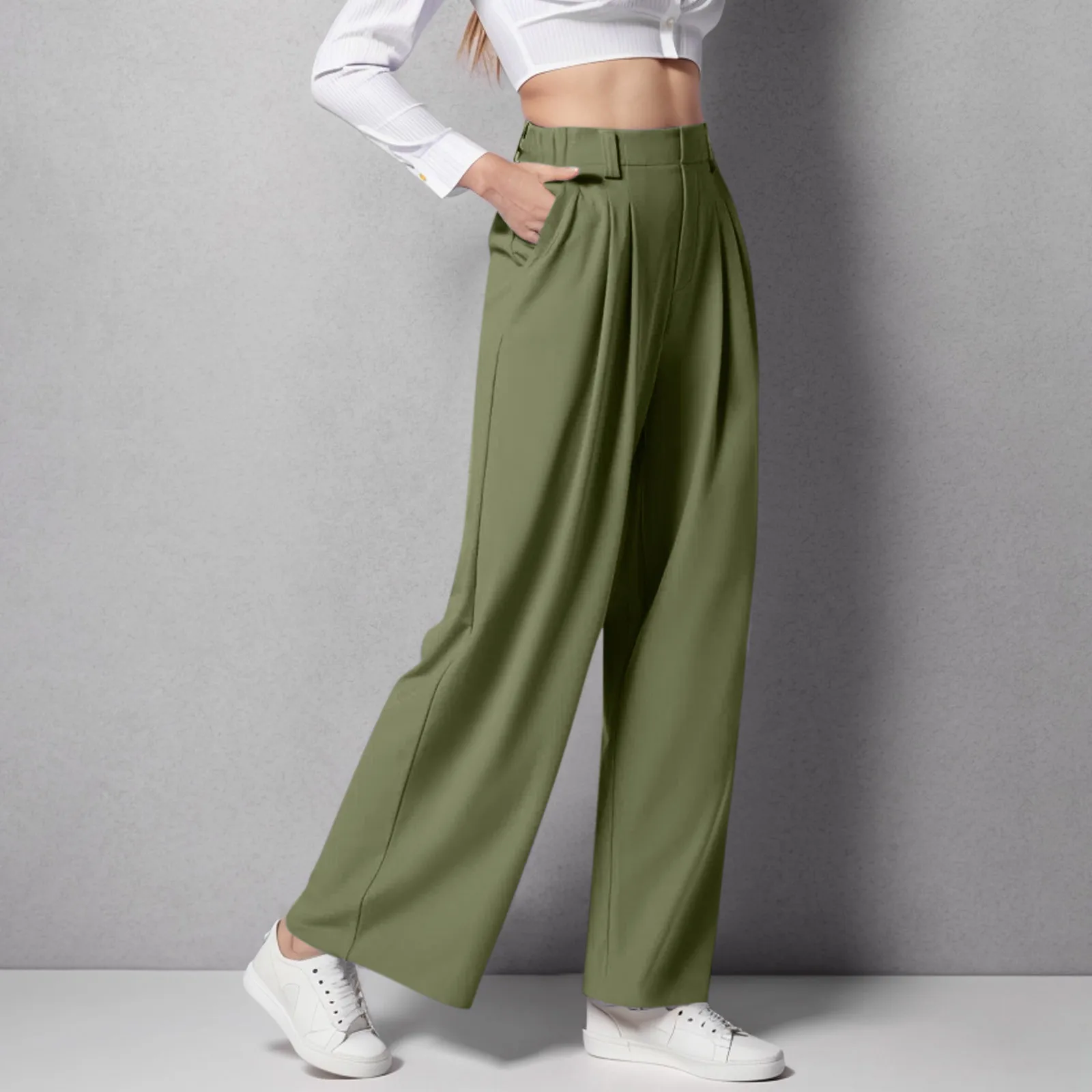 

Women's Loose Pants Summer 2024 New High Waist Wide Legs Casual Trousers Korean Fashion Trend Female Suit Straight Pants