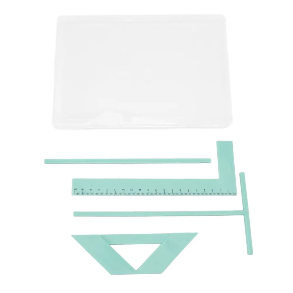 4PCS Multifunctional Bookbinding Ruler Kit Spacing Guide Precision Book Cover Maker Kit Corner Cutting Square Set For Scrapbook