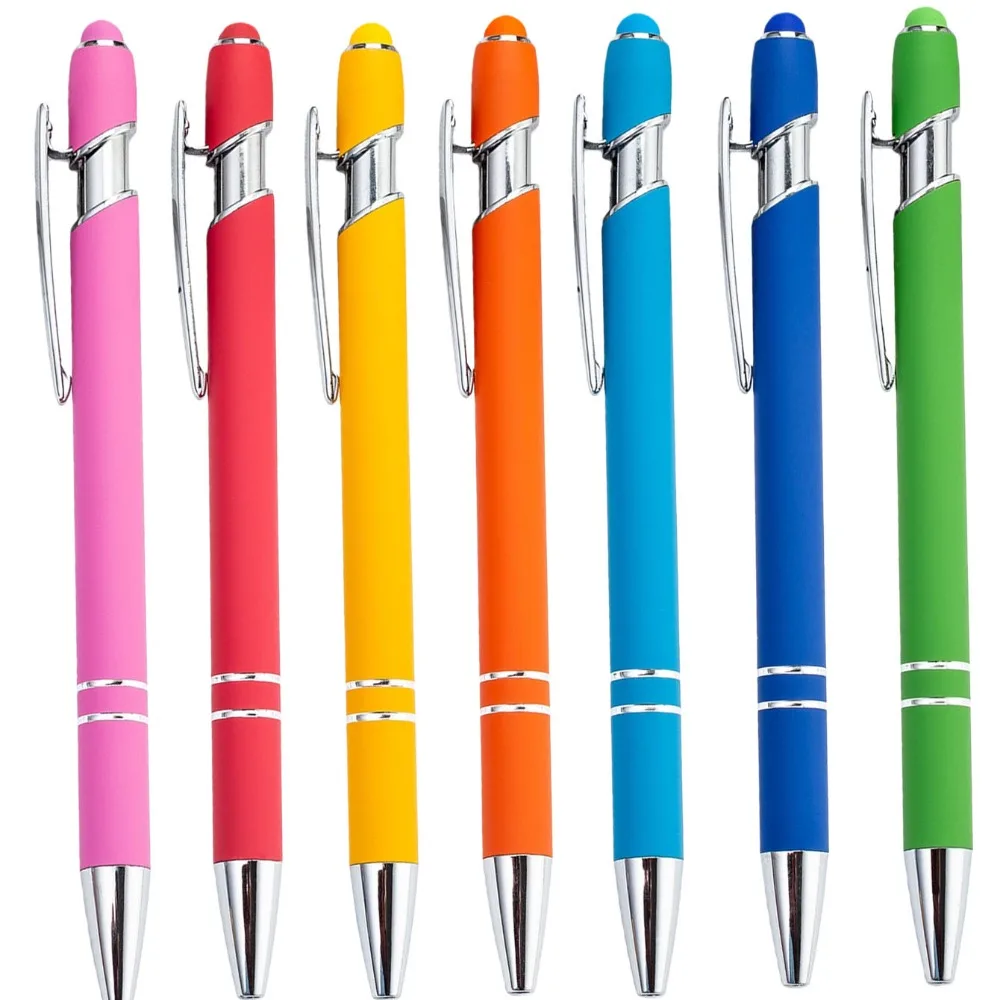

1-7Pieces Ballpoint Pens 2-in-1 Stylus Retractable Metal Stylus Pen for Touch Screens with Stylus Tip, 1.0 Mm Black Ink