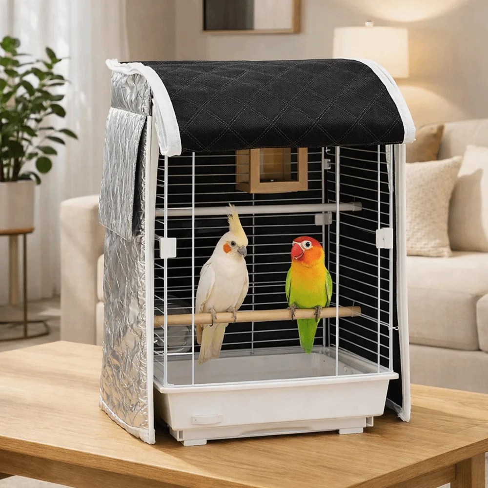 Dust Proof Cover Warm Bird Cage Cover Waterproof Thicken Bird Cage Protector Universal Breathable Blackout Protector Night Use