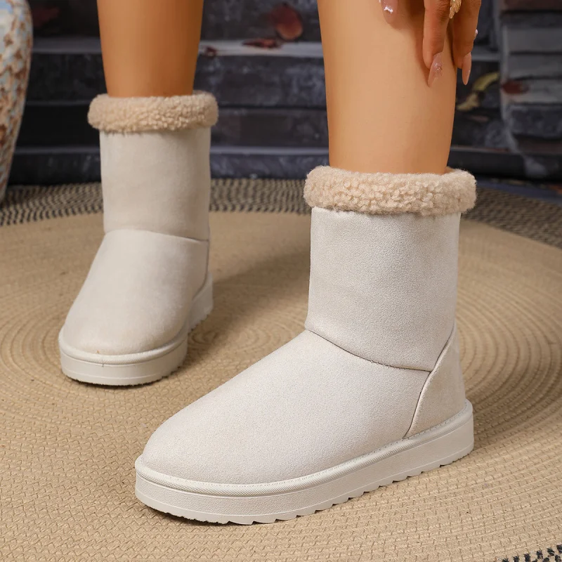 حجم كبير أحذية الثلوج سميكة سوليد للنساء العصرية تنوعا غامض أحذية دافئة 2025 الخريف والشتاء أحذية قطنية الموضة الجديدة