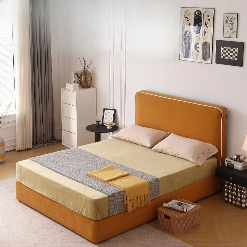 Double Thin bedside Simple children's Orange storage bed New soft