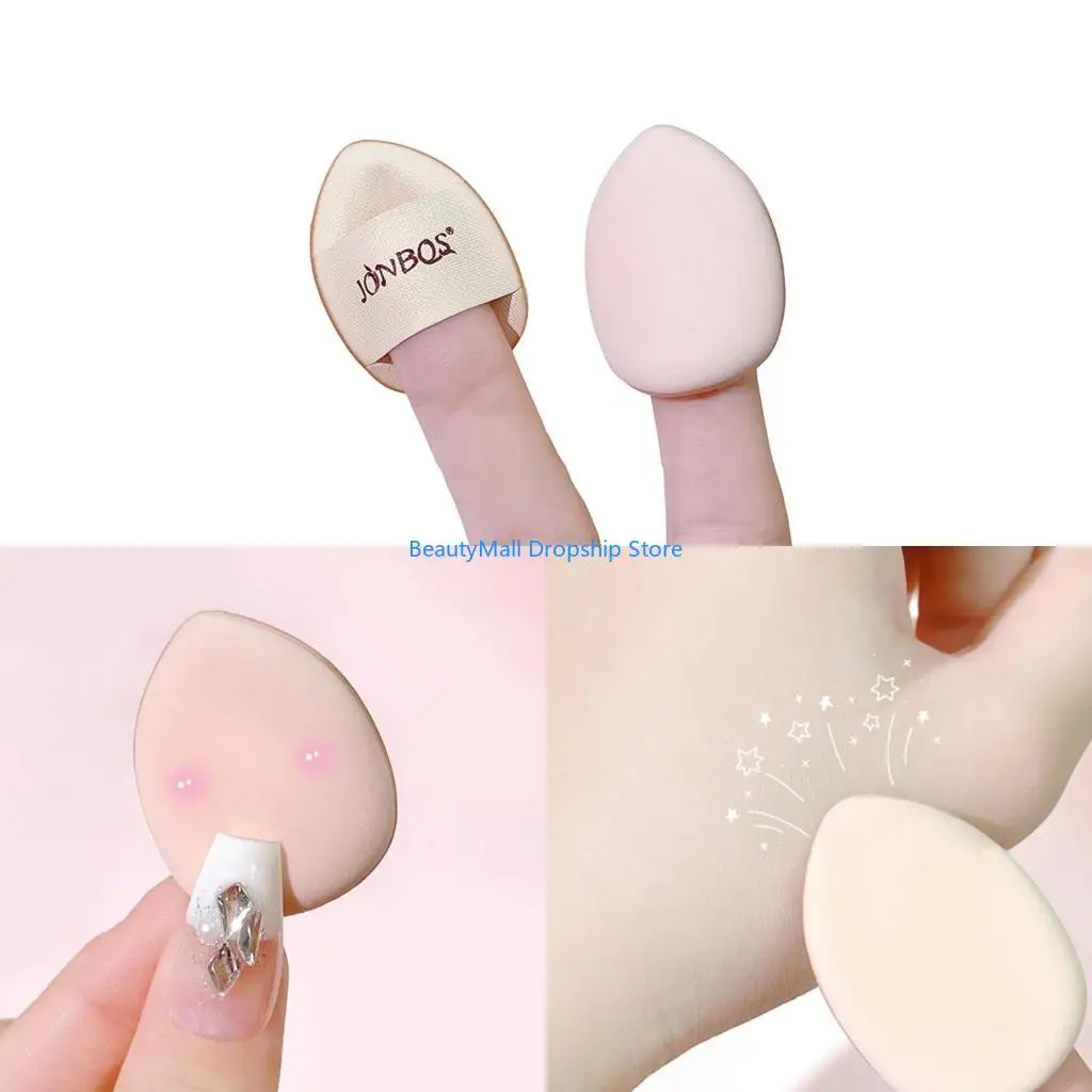 40JD 2pcs Mini Powder Sponges Puff Makeup Pads Quick and Easy Application