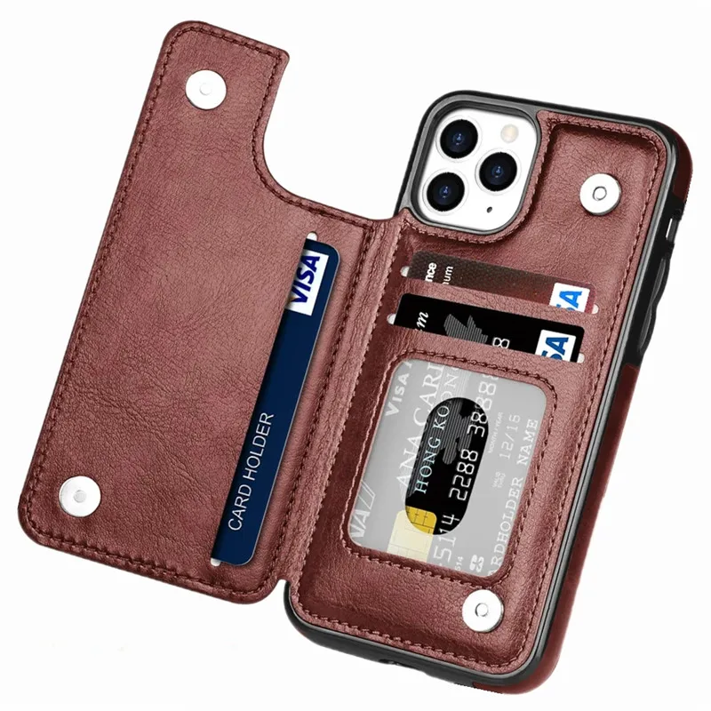 Retro PU Flip Leather Case For iPhone 14 Pro Max Multi Card Holder Wallet Slim Fit Premium Cover