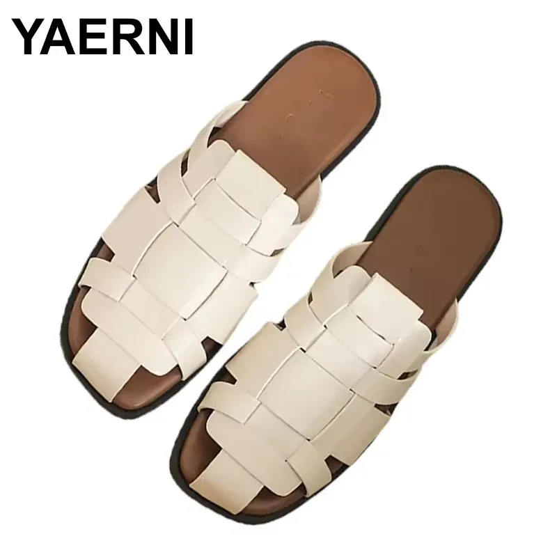 

2025 Spring and autumn women's outerwear slippers ladies mule Flat casual shoes fashion brand office and party wear free