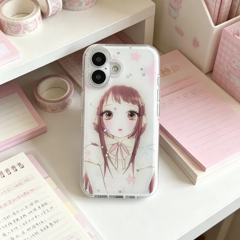 Phone Cases Arc - Y2K Pastel Anime Girl Glitter Clear