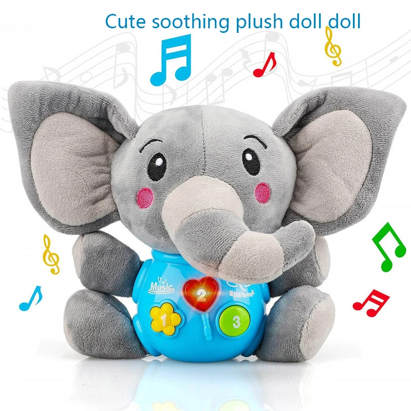 Bambole di peluche elefante musica giocattoli per bambini farcito carino fai un suono illumina giocattoli per bambini regalo musicale per neonati