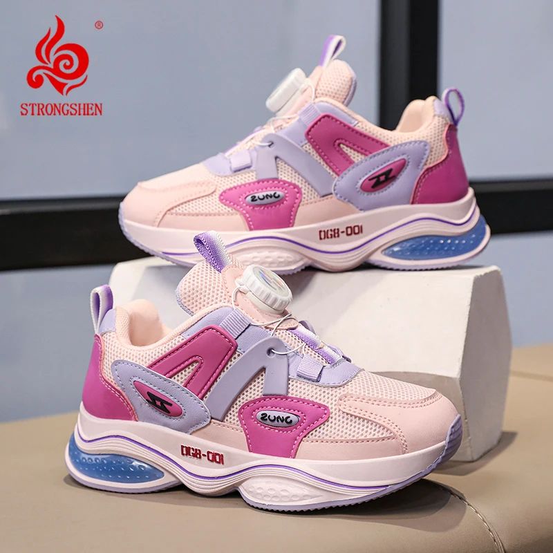 STRONGSHEN Kid Swivel Buckle Sneakers Light Outdoor  Children Sport Shoes Non-slip Fashion Casual Breathable Running Trainers