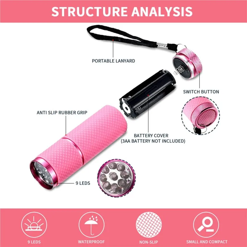 Mini Flashlight UV Lamp Portable Salon Quick Dry USB Nail Dryer Machine Home Phototherapy Tools Rechargeable LED Lamp Gel Polish