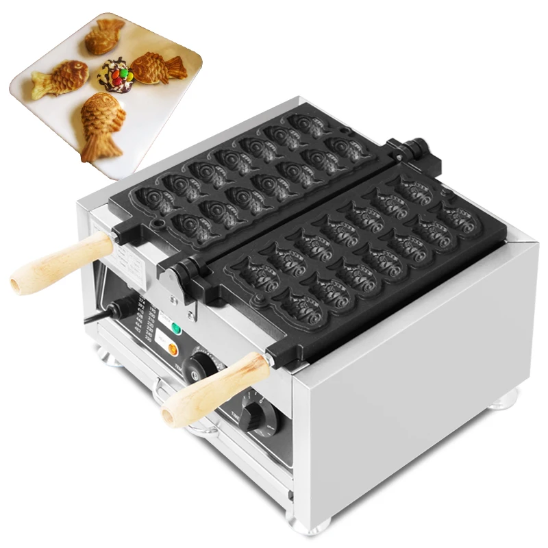 14Pcs Electric 110V 220V Non-stick  Big Eyes Small Fish Waffle Maker Mini Fish Shaped Waffles Iron Cake Taiyaki maker Machine