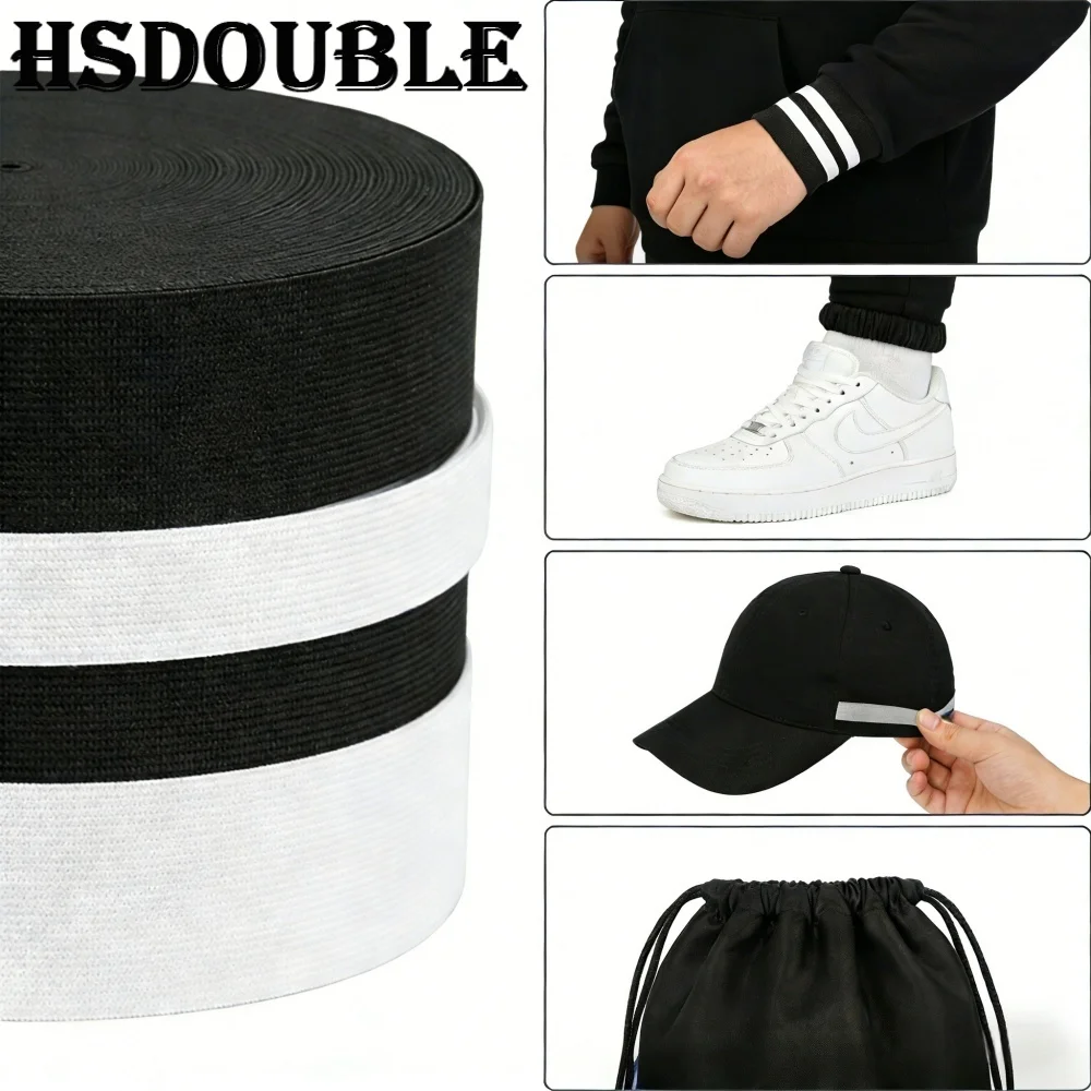 4-8Meter 10mm/12mm/15mm/20mm/25mm/30mm/38mm/50mm White Black Nylon High Elastic Bands Garment Trousers Sewing Accessories