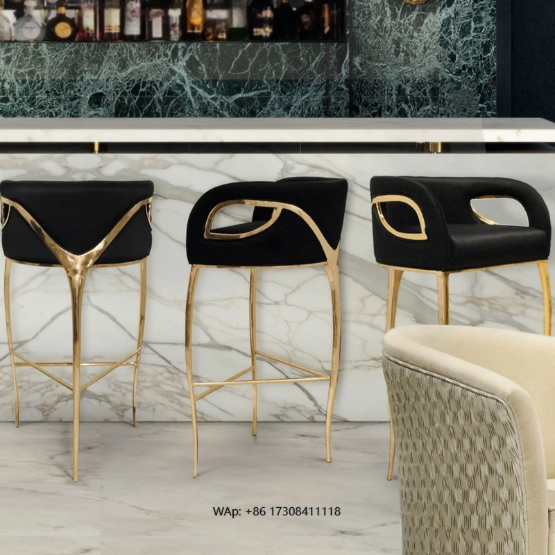 

Luxury metal back bar stool simple hotel club bar chair dining chair living room furniture