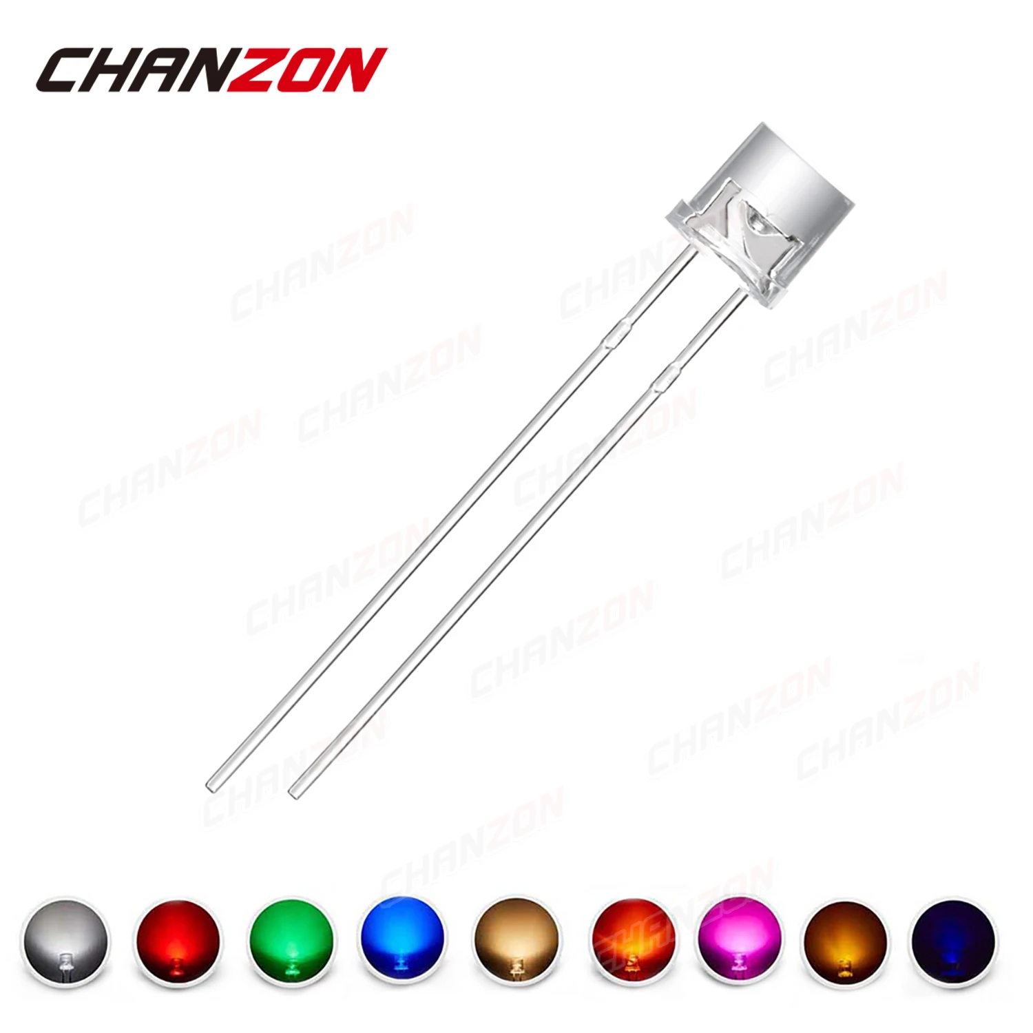 100pcs 5mm LED Diode Flat Top Warm White Red Green Blue UV Purple Yellow Orange Pink 2V 3V 20mA Wide Angle Emitting Light Bulb