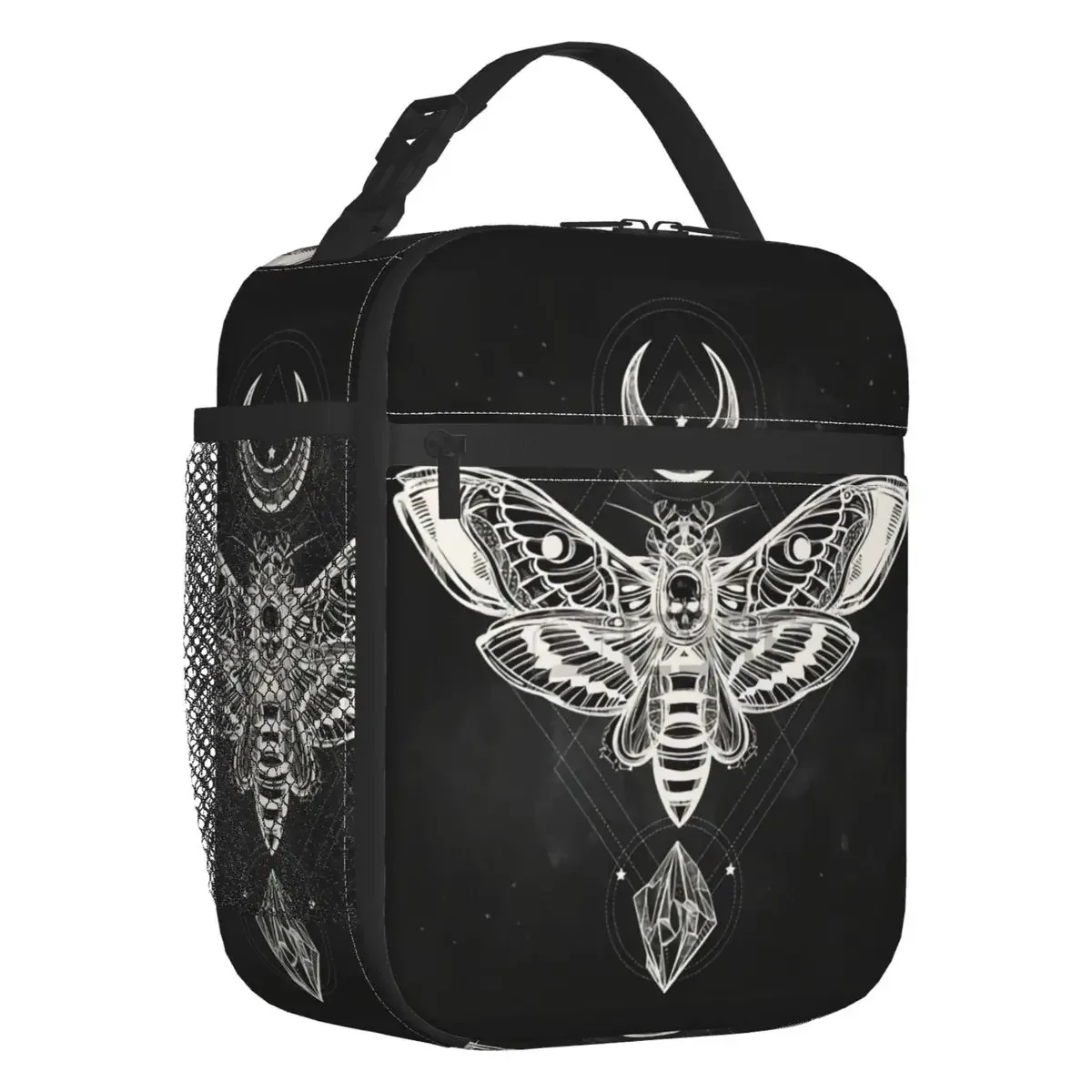 

Gothic Surreal Death Moth Thermal Insulated Lunch Bags Women Sacred Resuable Lunch Tote for Outdoor Picnic Storage Food Box