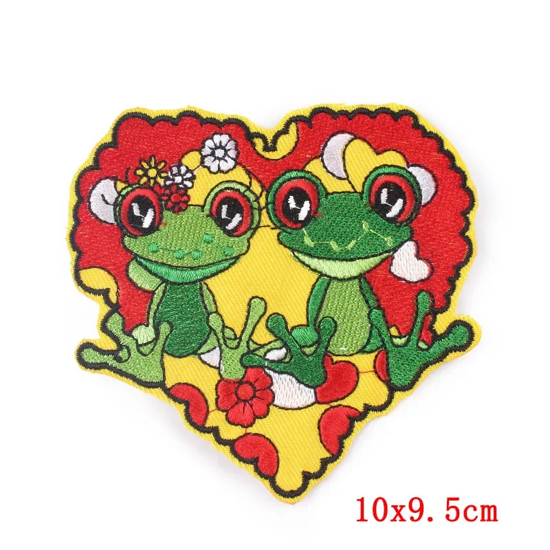 Iron On Patches for Clothes The Red Frog Clothing Stickers Fabric Sewing Embroidered Patch Thermal Adhesive Applique Fusible