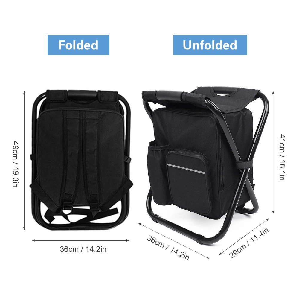 Silla de pesca plegable con nevera integrada y mochila portabebidas - imagen 2