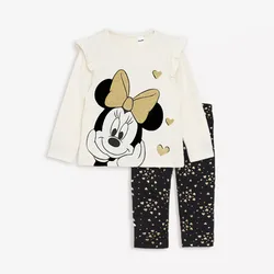 2024 Fashion Minnie Print Baby Girl Suits Cotton Long Sleeve Top + Leggings Casual Kids Clothes Set for Spring Autumn