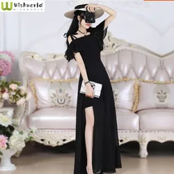 Black Suspender Chiffon Slit Casual Dress Dress Spring And Summer 2022 New Korean Fashion Sexy Slim Elegant Women's Dress