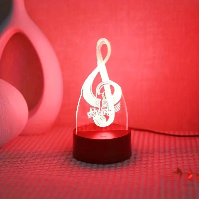 3D Night Light Musical Note Night Light Visual Desk Lamp with Touch Control Multiple Color Changes of RGB Ambient Light Gifts