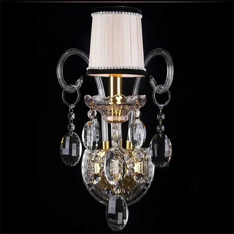 European Bedroom Candle Wall Lamp Bedside Bedroom Double Three Head Wall Lamp Simple Living Room Crystal Wall Lamp