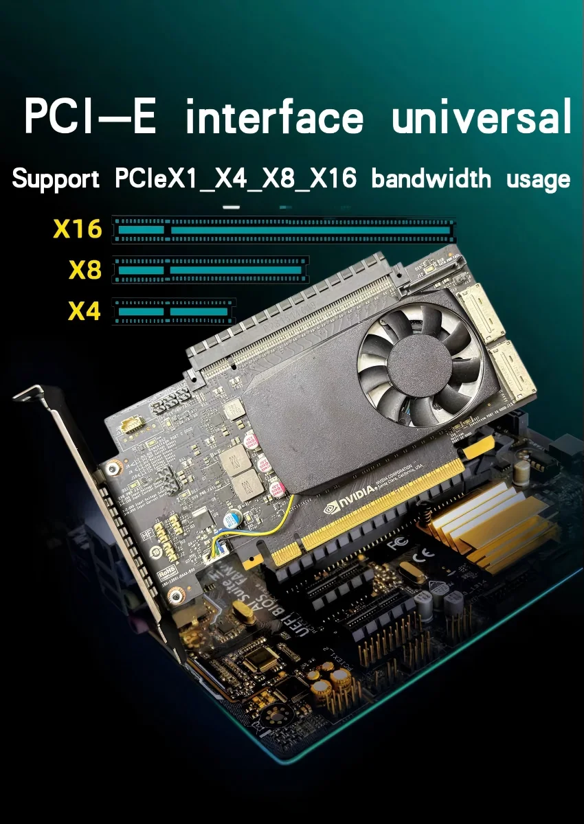 PCIe 4.0 Direct Pass Expansion Card for NVIDIA Pex88048 Support PCI-E X1 X4 X8 X16 Bandwidth No Splitting Driver-Free