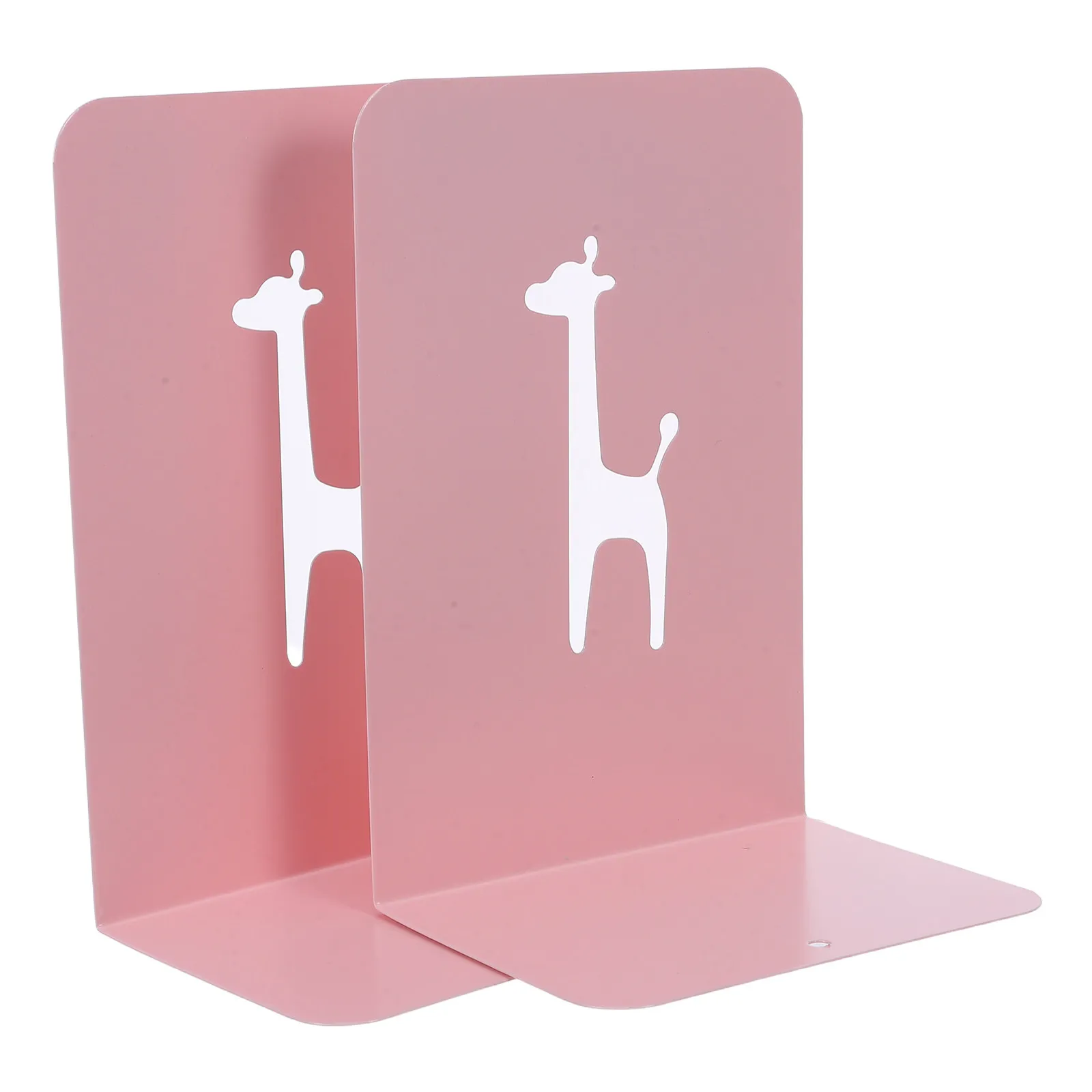 2Pcs Metal Giraffe Bookends Cute Cartoon Animal Decorative Book Ends for Shelves Desk Nursery Office Heavy Books Support