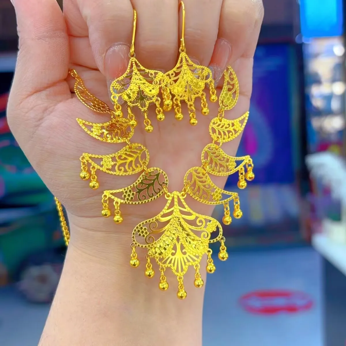 

Итальянские новые 24-каратные позолоченные серьги-колье для романтической свадьбы, комплект ювелирных изделий для влюбленных YY10884